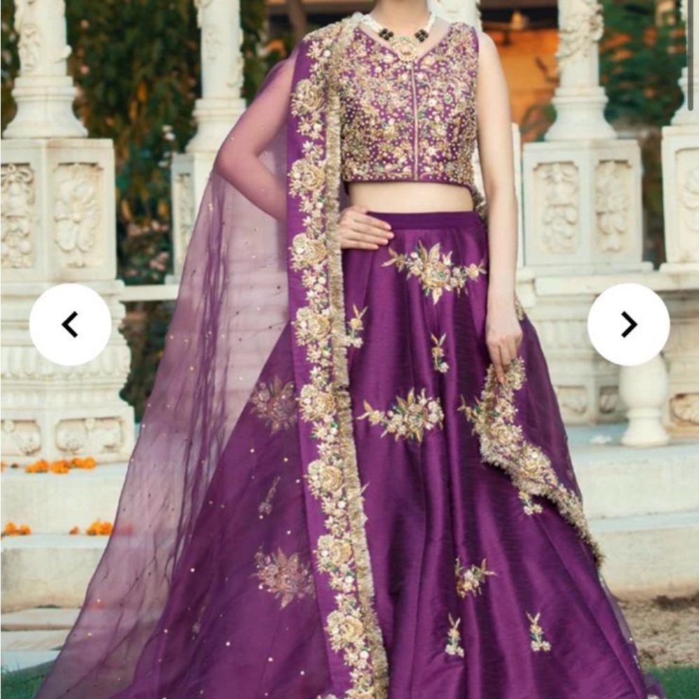 Elegant Purple Embroidered Lehenga Set